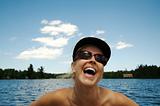 Smiling Woman On Lake