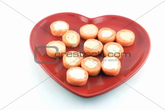 Entrees on a Heart Shaped Plate