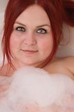 red hair model in bath