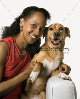 Adult female with dog.