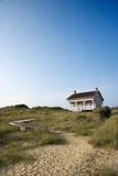 House with path to beach on Bald Head Island, North Carolina.