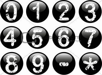 Black Web Buttons with Numbers 0-9