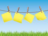 Clothes line with memo notes