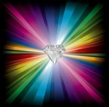 Diamond illustration on rainbow background