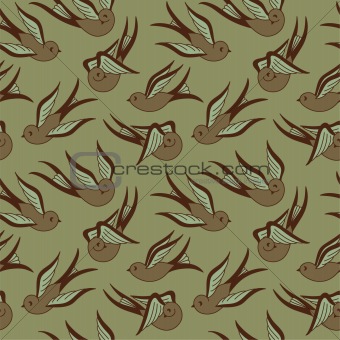 Songbird Seamless Pattern Brown