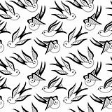 Songbird Seamless Pattern Black and White