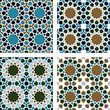 4 Islamic Star Patterns Brown, Blue, Green, White