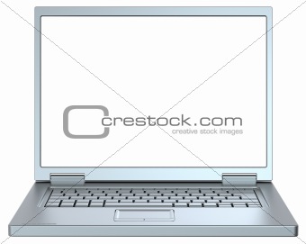 Silver laptop isolated on white.