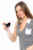   Portrait of beautiful woman with glass red wine