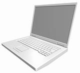 Matt white laptop isolated on white.