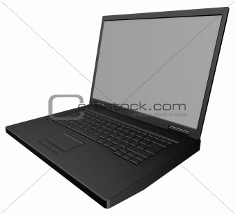 Matt black laptop isolated on white.
