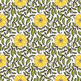 Seamless Floral Pattern Orange and Green