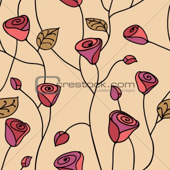 Rose seamless pattern pink