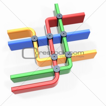 colorful metro map symbol