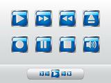 Glossy blue music buttons