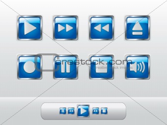Glossy blue music buttons