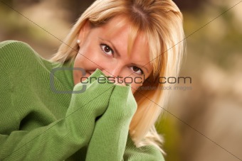 Attractive Brown Eyed Blonde Caucasian Woman Portrait.
