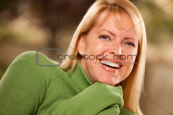 Attractive Brown Eyed Blonde Caucasian Woman Portrait.