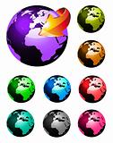 Rainbow Colours 3D Glossy earth sphere