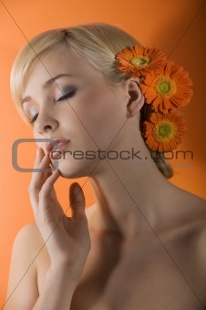 dreaming girl with flower