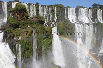 Iguazu waterfalls with rainbow