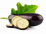 eggplant vegetable fruits with green leaves