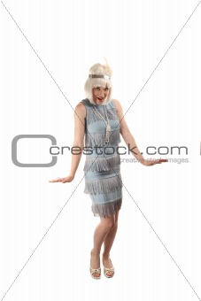 Pretty woman in vinatge 1920s flapper dress