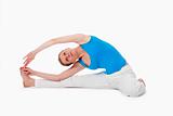 woman exercising hatha yoga - isolated on white