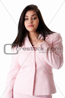 Business woman in pink suit
