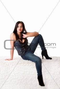 Sexy fashion girl in jeans