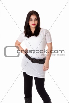 Brunette in white shirt
