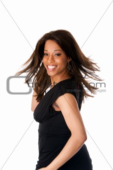 African business woman with swirling hair