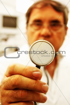 Doctor with an stethoscope in his hand