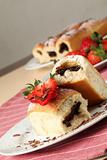 Buns with jam and strawberries