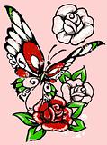 butterfly with rose design