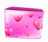 red heart on the pink box
