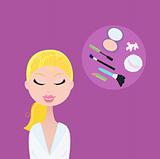 Woman with cosmetic accessories