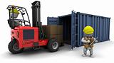 man in forklift truck loading a container