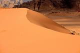 Red desert sand dune in Wadi Rum