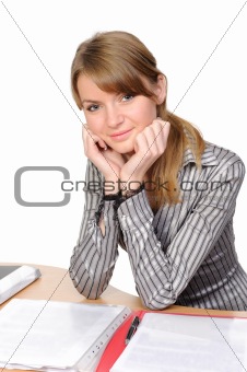   Portrait of business woman with a folder
