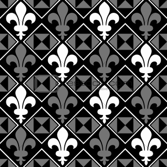 Fleur De Lis Pattern Black and White