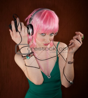 Disco Woman with Pink Hair