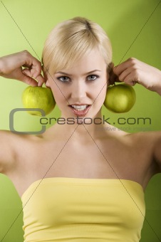 the girl with green apple