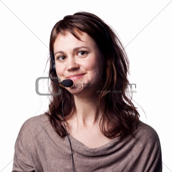 Smiling call center worker
