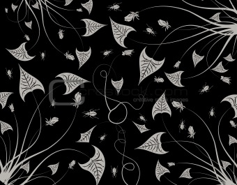 black seamless leafs pattern