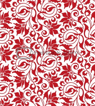 red seamless flower damask pattern
