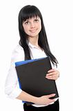 confident woman with a folder