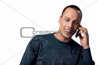 Happy man on the phone