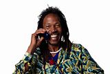Rastafarian on the telephone