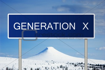 Road sign with text Generation X
